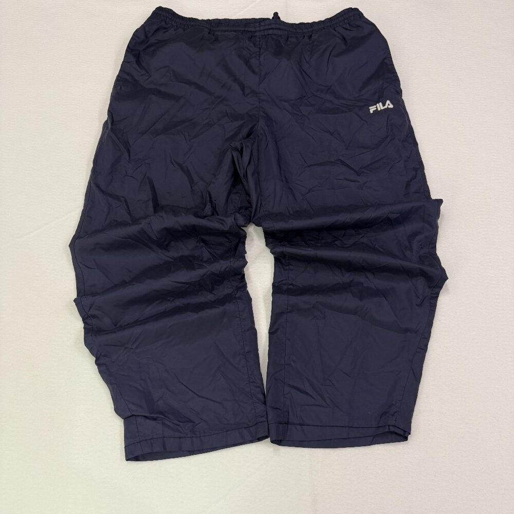 Y2K FILA Baggy Size XL Navy Blue Track Pants Wide Leg Streetwear Training